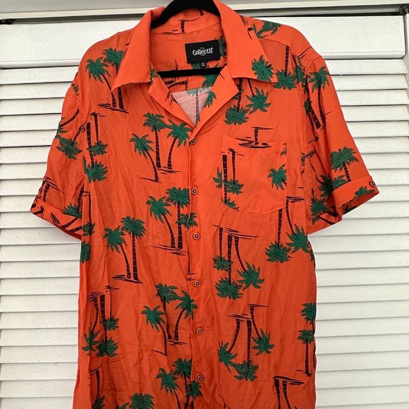 Collectif Other - Collectif Orange Tropical Men's Button-up Shirt XL